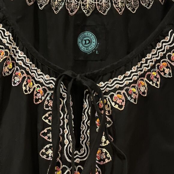 Double D Ranch Embroidered Blouse/Dress Size L Western Wear, Boho, Floral - Picture 3 of 8
